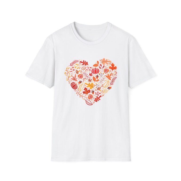 Floral Pumpkin Heart Unisex T-Shirt – Cozy Gift for Nature Lovers
