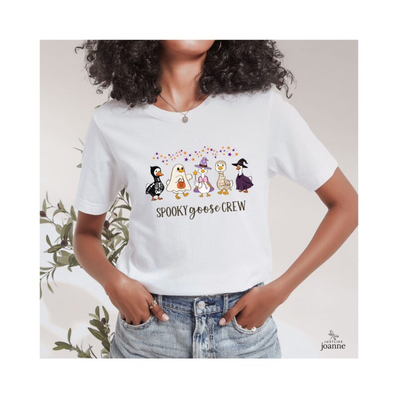 Spooky Goose Crew Halloween Ghost Womens Graphic Tee Shirt 6 Halloween Ghost Womens Graphic Tee