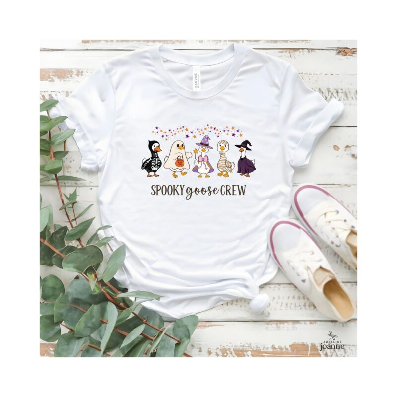 Spooky Goose Crew Halloween Ghost Womens Graphic Tee Shirt 10 Spooky Goose Crew Halloween Ghost Womens Graphic Tee