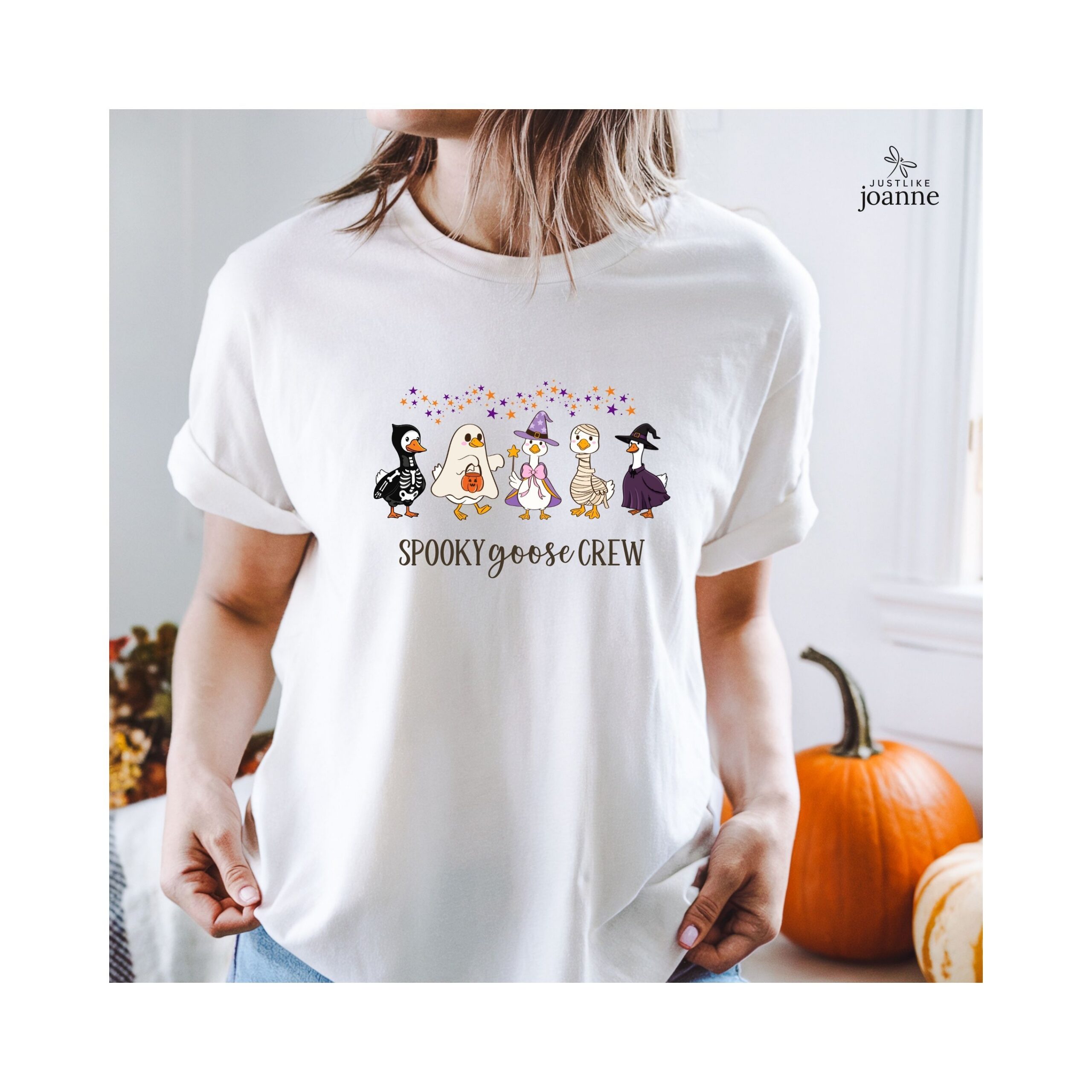 Spooky Goose Crew Halloween Ghost Womens Graphic Tee Shirt 8 Spooky Goose Crew Halloween Ghost Womens Graphic Tee Shirt - Image 8