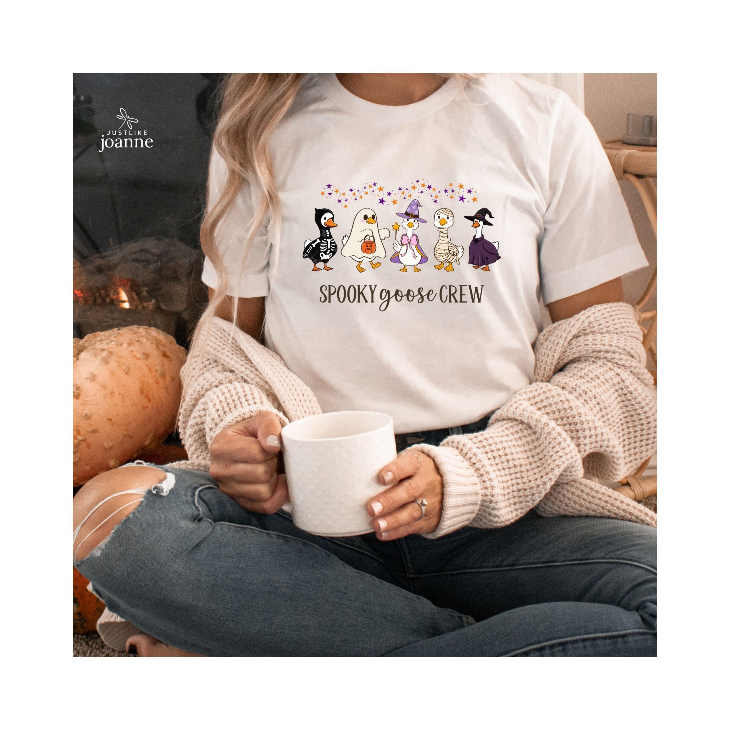 Spooky Goose Crew Halloween Ghost Womens Graphic Tee Shirt 9 Spooky Goose Crew Halloween Ghost Womens Graphic Tee Shirt - Image 9